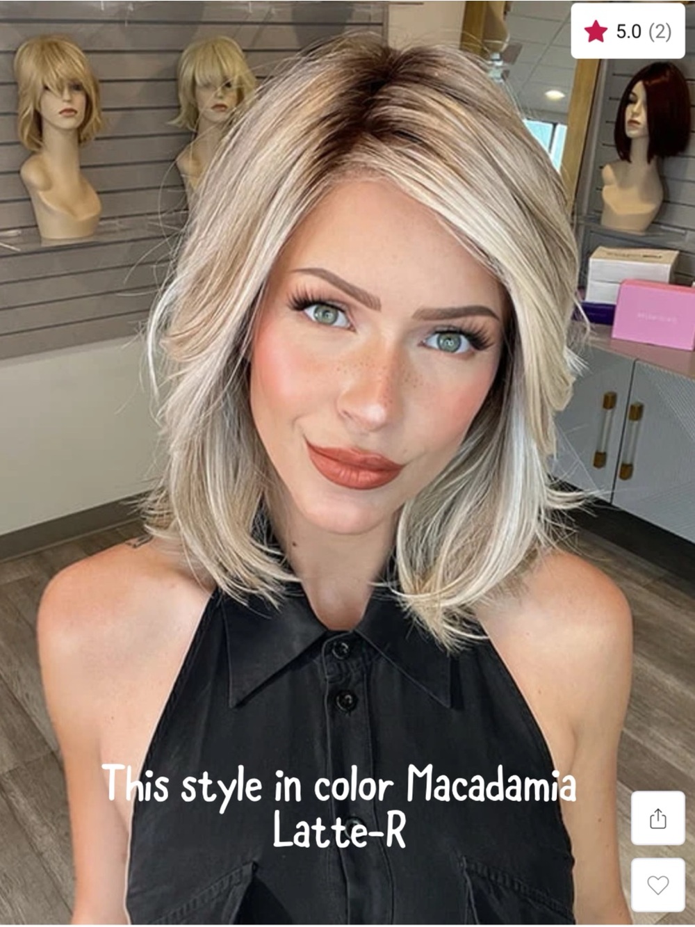 Park Avenue wig by Belle Tress in Macadamia Latte-R lace front w/ sideswept bang